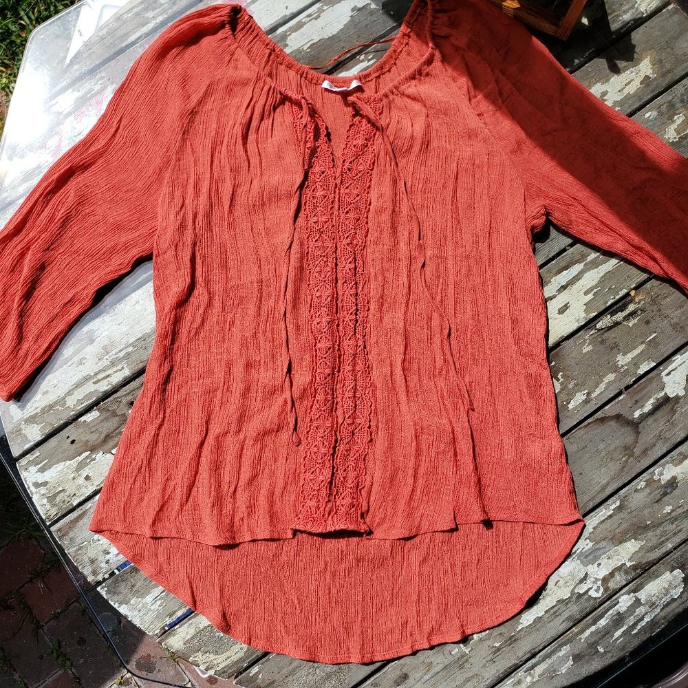 Spense 1X coral orange Spring flowy longsleeve